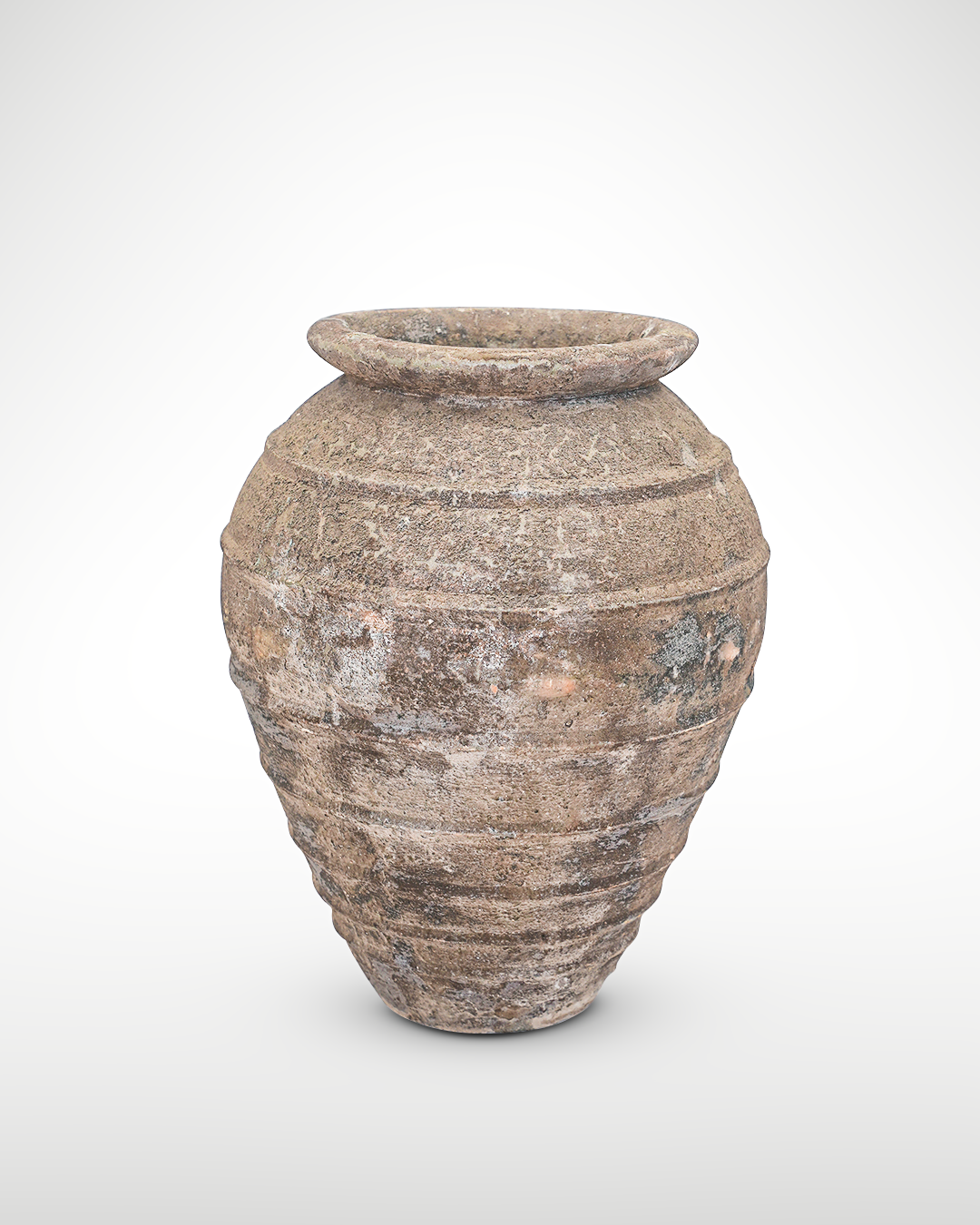 Texture VASE 27 - Name BUFALO I - OD_W 24” Po  17” Ht.  33” Base 10” Weight 167 LB” Texture Canyon dust
